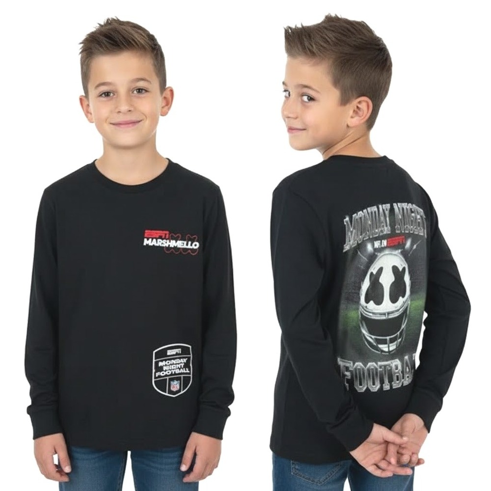 Bella + Canvas Tee Kids LG 14-16 Black ESPN Marshmello‎ MNF NFL Fan Merch Youth